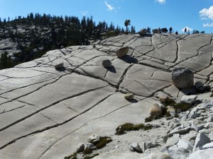 De kale rotsen op de Tioga pas