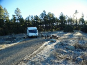 Bevroren grond op de White Spar campground