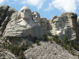 Washington, Jefferson, Roosevelt en Lincoln