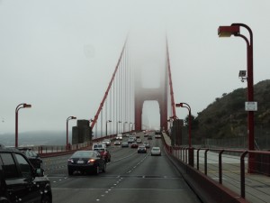 De Golden Gate brug  in de mist