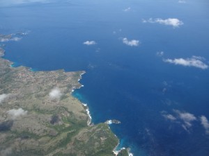 Vlak voor de landing is Bali goed te zien.